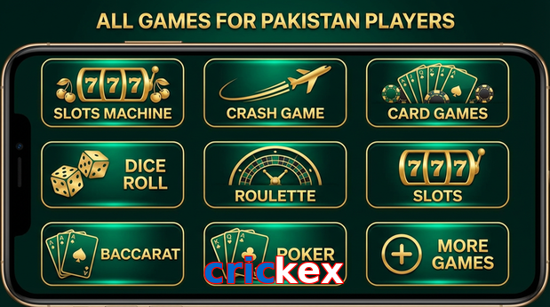 Main screen of Crickex games page for PK players